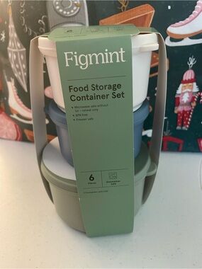 Figmint Stackable Food Storage Containers in Mint, White & Blue